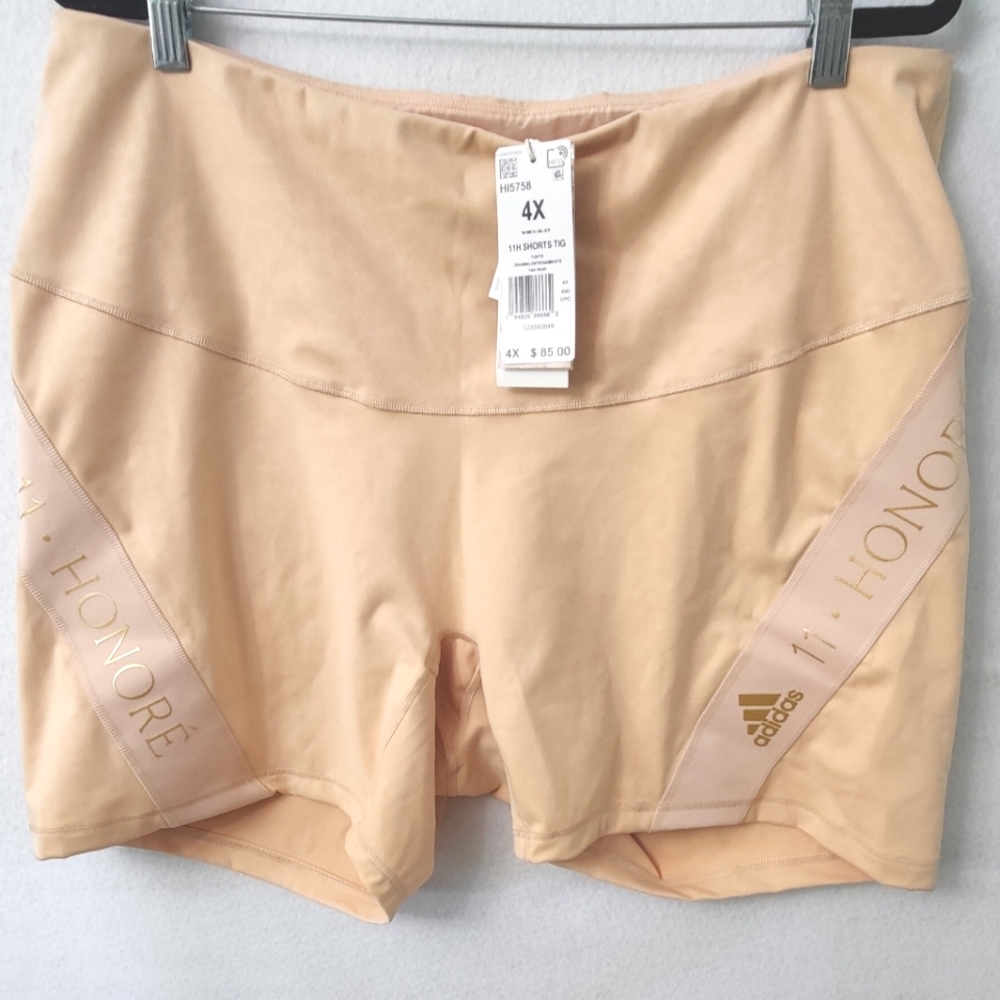 NWT $85 Adidas 11 HONORE Short Tights‎ HI5758 Beige Gold Women's Plus, Size 4X